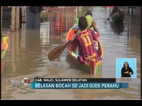 Sebulan Banjir Rendam Kab. Wajo, Belasan Bocah SD Jadi Ojek Perahu - iNews Siang 24/06