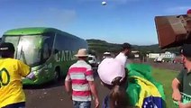 Brazil National Soccer Team Stoned The Brazilian soccer team arrived home to stoning and pelting because of their dismal performance at the FIFA World Cup in
