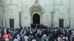 Pope Francis greets the Patriarchs of Orthodox churches during a visit to the Italian city of Bari, and prays for peace in the Middle East before the relics of