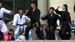 Pope Francis watches as a delegation from South Korea performs a taekwondo routine with a special message: "Peace is more precious than triumph."Find out more