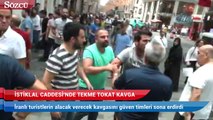 İstiklal Caddesi'nde turistlerin tekme tokat kavgası kamerada