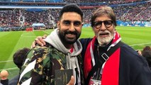 Amitabh Bachchan and Abhishek Bachchan enjoy FIFA World Cup semi-final match | FilmiBeat