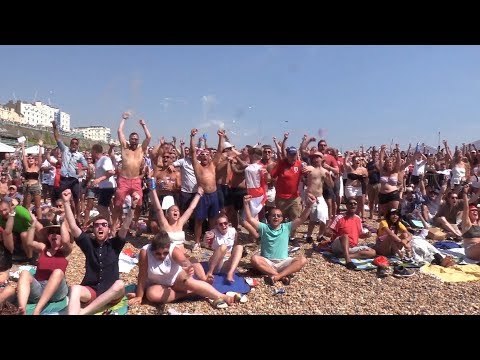 Fans In Brighton Celebrate Maguire's Goal - Sweden v England - Russia 2018 World Cup