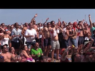 Brighton Beach Celebrate Dele's Goal - Sweden v England - Russia 2018 World Cup
