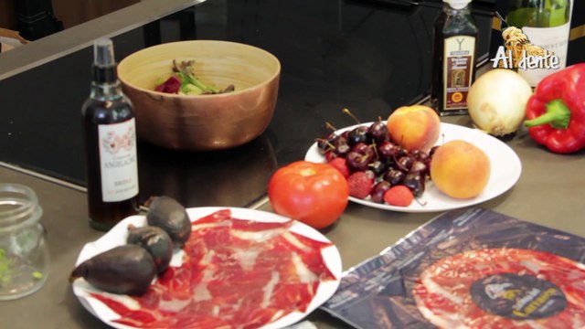 MI PULPITO A LA GALLEGA ENSALADA DE JAMON IBERICO DE BELLOTA Y BREVAS