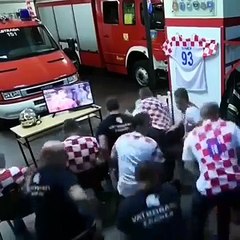 Fan firefighter of Croatia watching The world Cup Russia 2018