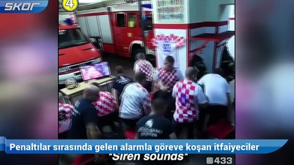 Penaltılar sırasında gelen alarmla göreve koşan itfaiyeciler