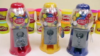 Red, Blue & Yellow Dubble Bubble Machines with Colorful Gumballs!
