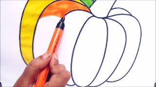 Learn how to draw and color pumpkin coloring page