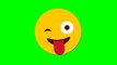 Emoji Stuck Out Tongue Winking Eyes Green Screen Khroma Key animation   эмоджи на зелёном фоне