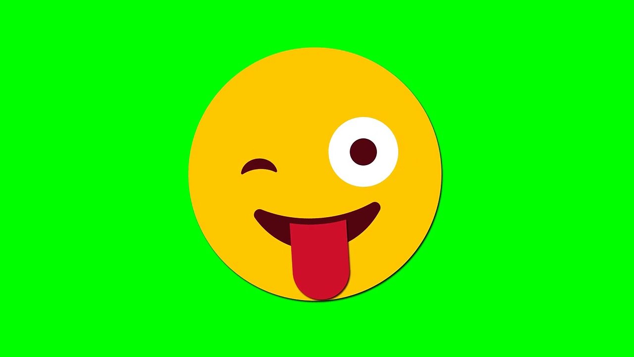 Emoji Stuck Out Tongue Winking Eyes Green Screen Khroma Key animation   эмоджи на зелёном фоне