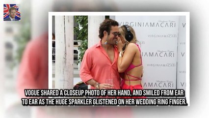 The Jump contestant 32 and 29 year old reali Spencer Matthews fiancée Vogue Williams reveals RING