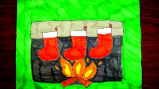 How To Draw A Christmas Fireplace w/Stockings | Christmas Drawings For Kids
