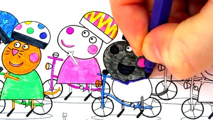 Peppa Pig and all Her Friends Biking Coloring Book Coloring Pages Video For Kids