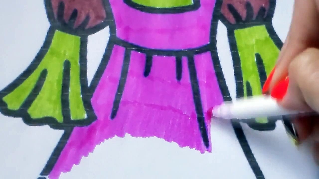 Coloring Pages Dress For Girls Drawing Pages To Color For Kids Learn Rainbow Colors
