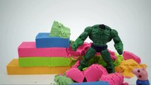 DIY Kinetic Sand Stop Motion LEARNING COLOR With Peppa Pig & HULK Toys Johny Johny Yes Papa For Kids