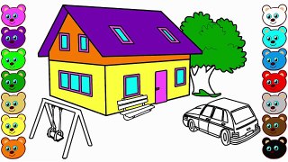 3D House Courtyard Coloring Pages for Kids