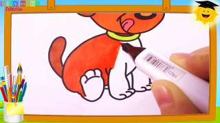 How to Draw A Dog Coloring Pages | Drawing for Children Learning Colors for Toddlers