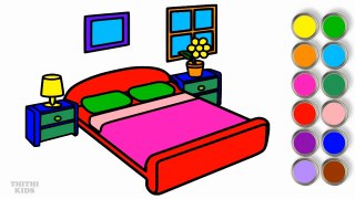 Bé Tập Vẽ Và Tô Màu Phòng Ngủ | How to draw a bedroom | Coloring Pages for Kids