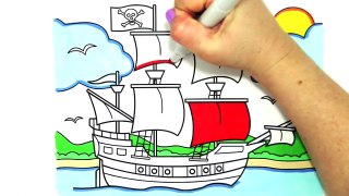 Pirate Ship Coloring Page | Pirate Coloring Book | Printable Pirate Ship Pdf for Kids
