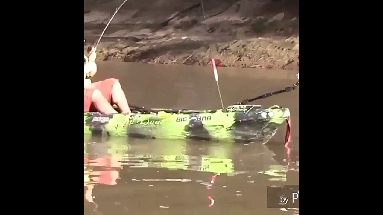 Fight With Alligator Gar Fish From Kayak