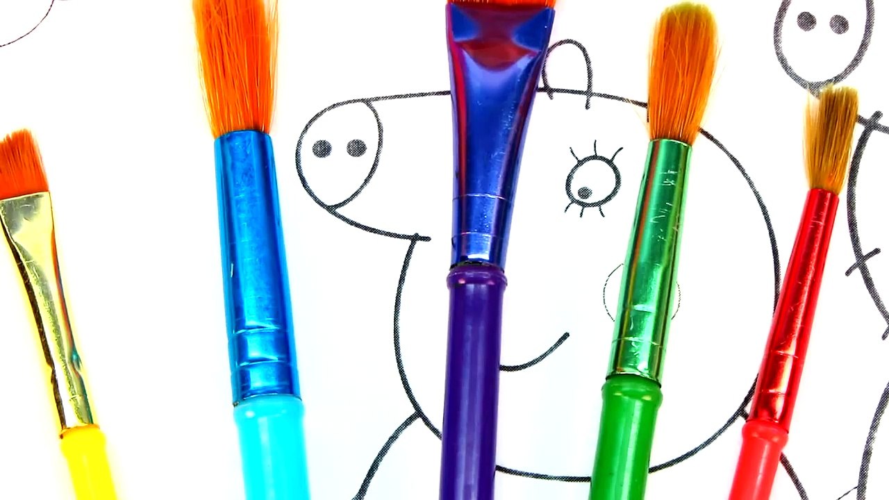 How to Paint Peppa Pig with Her Family Coloring Book Pages Colorful Video for Kids
