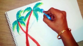 How to draw and color an easy scenery for kids