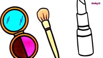 How to Draw Lipstick and Makeup Tools for Girls | Coloring Pages for Kids