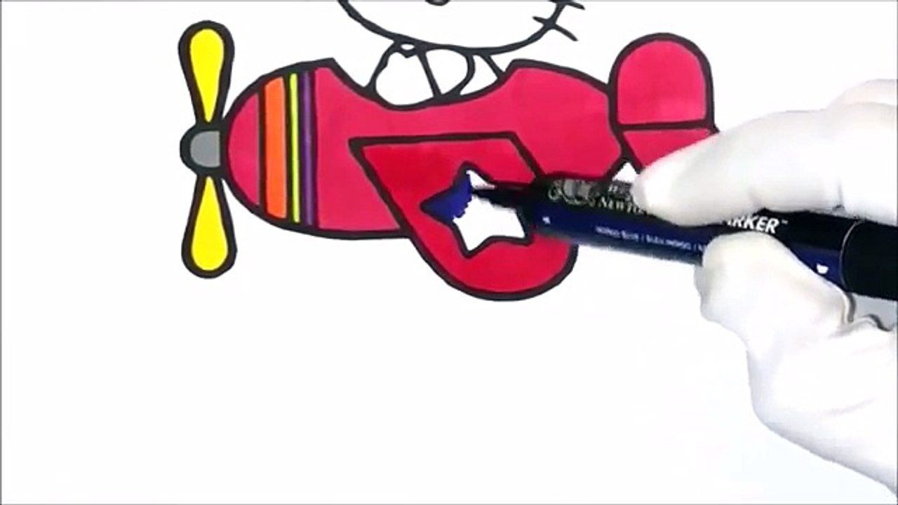 Colours for Kids How to colour HELLO KITTY Aero...