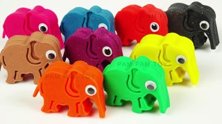 Learn Colors and Number Play Doh Elephant Molding Clay Animal Mold Surprise Toys for Kids