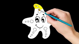 How to Draw Starfish Singing Finger Family with Rainbow Coloring Page