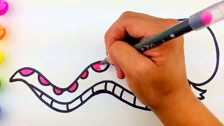 How to Draw Colorful Rainbow Snake for Kids Como Dibujar Serpiente Arco Iris Niños Culebra Coloring