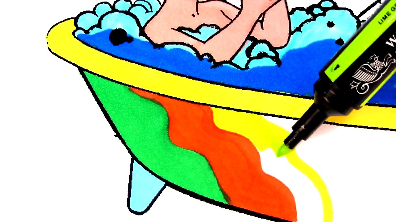 Peppa Pig Plays on the Beach Coloring Book Pages Video For Kids with Colored Markers