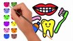 Toothpaste Toothbrush and Teeth, Childrens Coloring Books & Art Colors for Kids | Nursery Rhymes