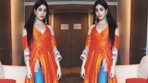 Jhanvi Kapoor’s Orange Kurti with Ripped Jeans is the Perfect Choice for an Outing | Boldsky
