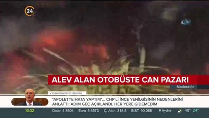 Motor yangını ile alevlere teslim olan halk otobüsünde büyük panik