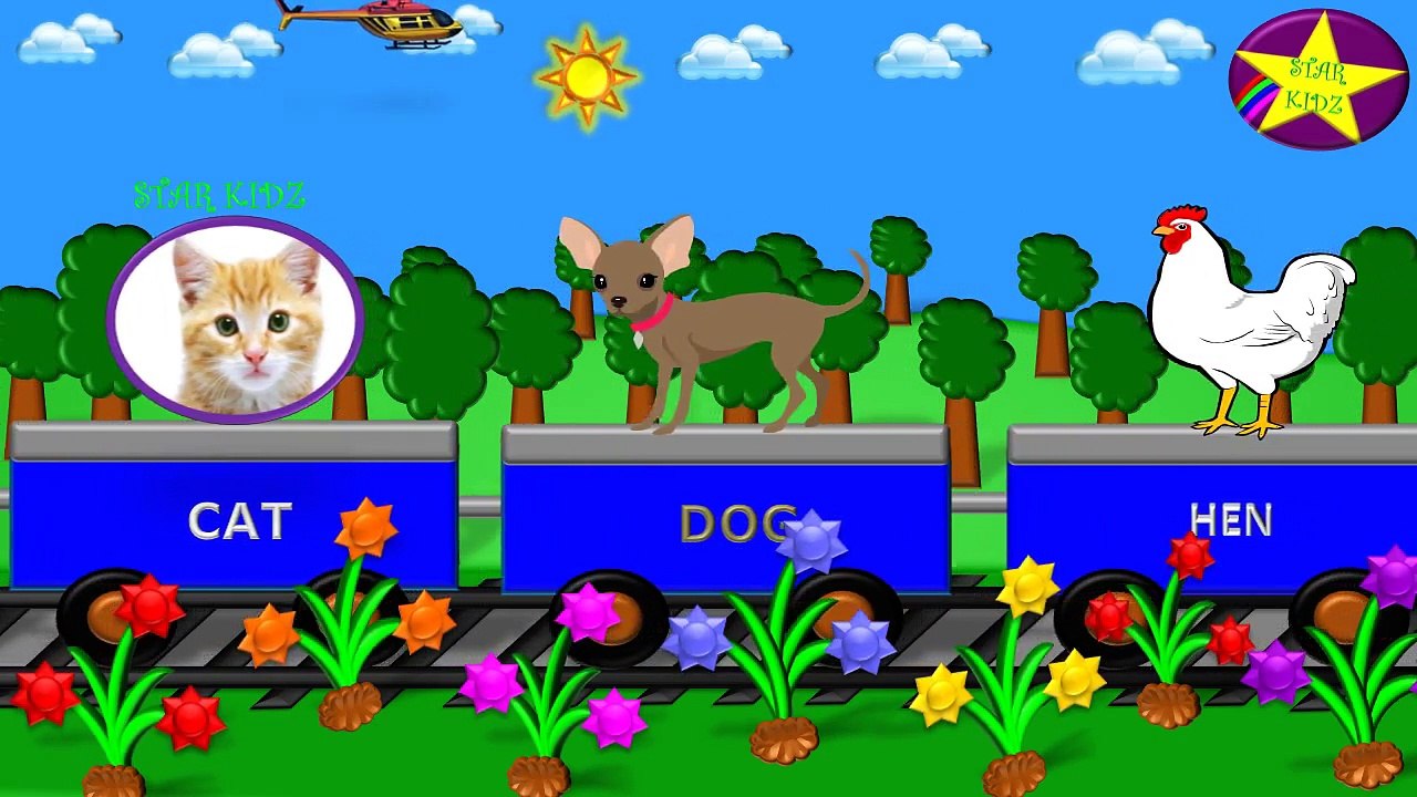 Domestic Animals Train | Learn Domestic Animals | Animal Train Rhyme ...