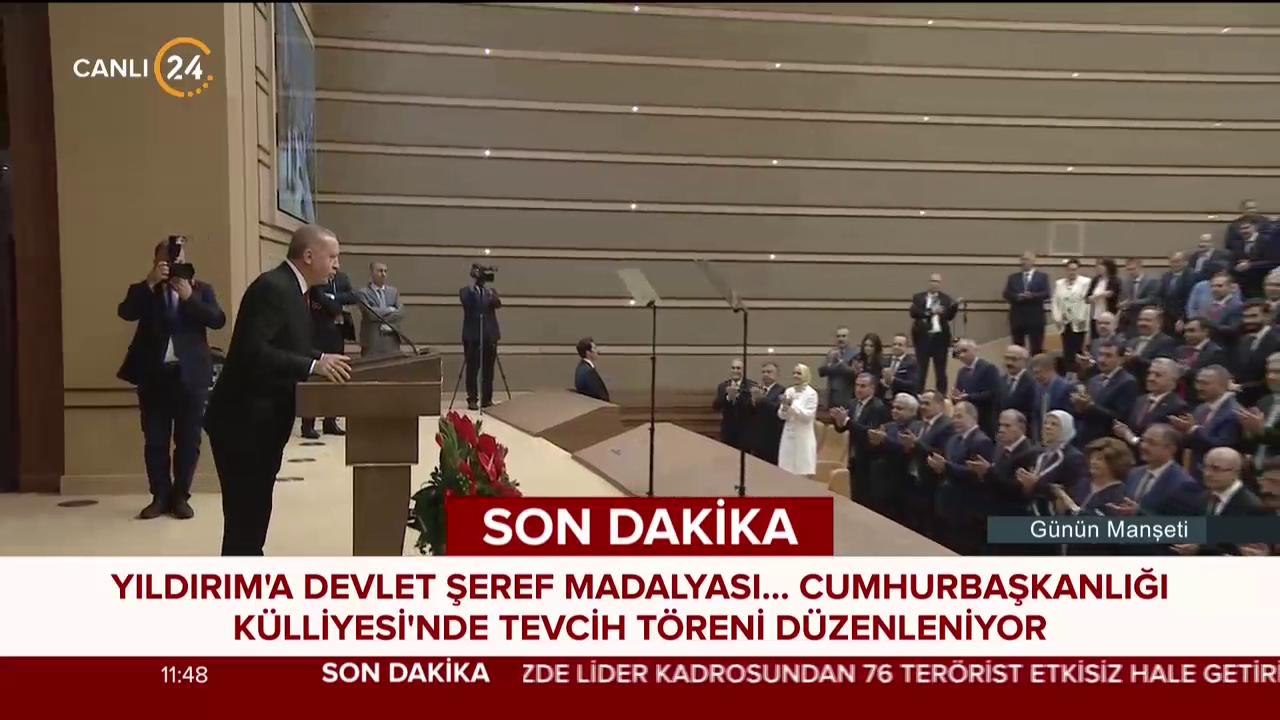 Meclis Başkanı Binali Yıldırım'a Devlet Şeref Madalyası tevcih edildi