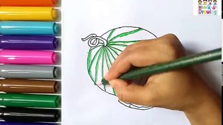 How to draw a water milon/coloring pages for ki
