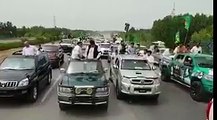 Rally from Kpk leaves for Lahore airport to receive their Quaid Muhammad Nawaz Sharif
