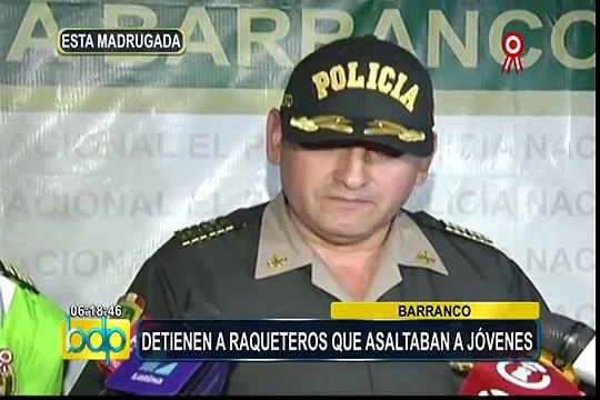 PNP captura a peligrosa banda de raqueteros que sembraban pánico en calles de Barranco