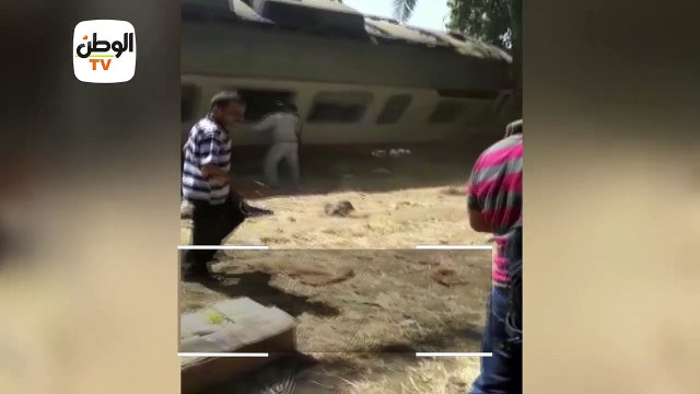 اللقطات الأولى لحادث انقلاب قطار البدرشين