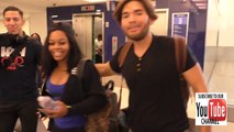 Gabby Douglas talks about the Rock being named sexiest man alive while departing at LAX Airport in L