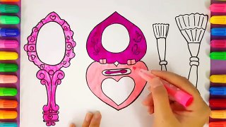 Toys for Girl Drawing and Coloring | How to Draw Heart Mirror and Comb