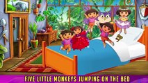 Dora the Explorer Five Little Monkeys Jumping on the Bed - Five Dora jumping on the bed
