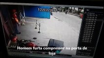 Homem furta compressor na porta de loja em Cachoeiro