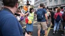 Giant Trump model seen towering over protesters in London