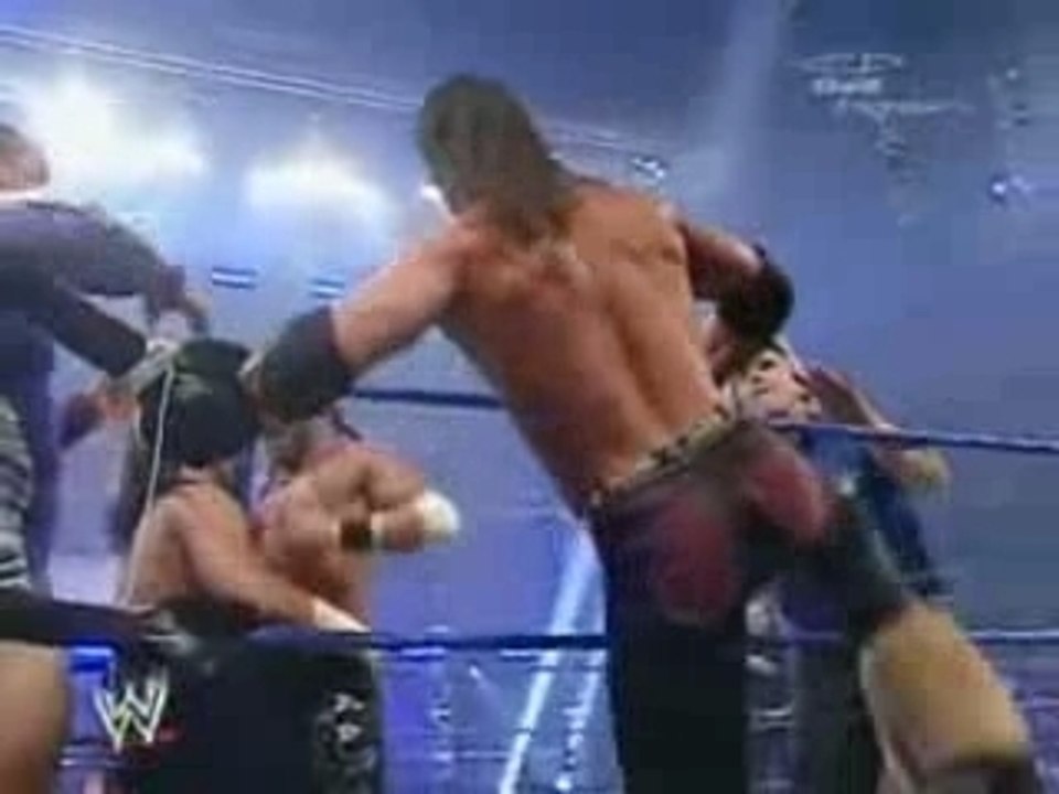 Wwe no way out 2007 hardyz & chris benoit vs mnm & mvp pt 2
