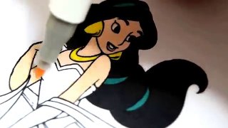 Disney Princess Jasmine Coloring Book Pages Glitter Color For Kids to Learn