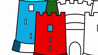 How to Draw and Color Castle - Coloring Pages Videos For Kids - Learn Colors